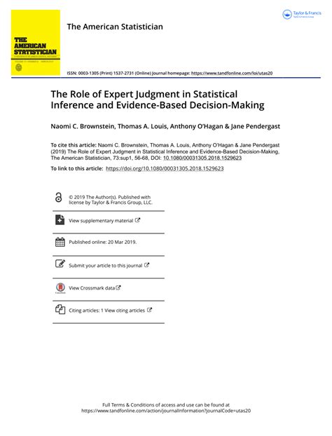 a judgment based on the results of an experiment|Full article: The Role of Expert Judgment in Statistical Inference and.